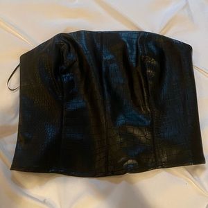 Black Faux Leather strapless Top